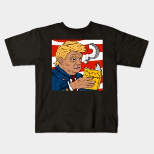 trump does research. funny democrat anti donald cartoon. Kids T-Shirt